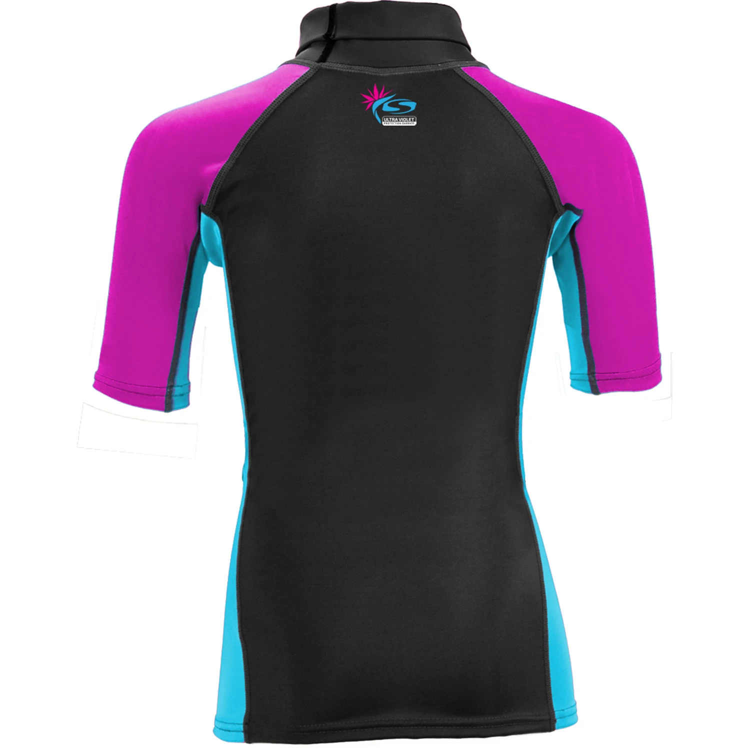 Sola Junior Short Sleeve Rashvest - Magenta/Turquoise 2 Sola Junior Short Sleeve Rashvest - Magenta/Turquoise - Image 2