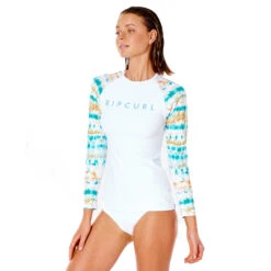 Rip Curl Womens Summer Breeze LS UV Rash Top - White