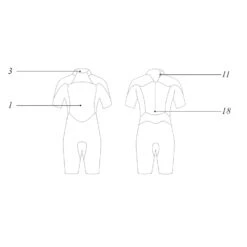 Mystic Kids Star 3/2mm Back-Zip Flatlock Shorty Wetsuit - Navy -Mystic Store 35400.180062 410 Outline Diagram